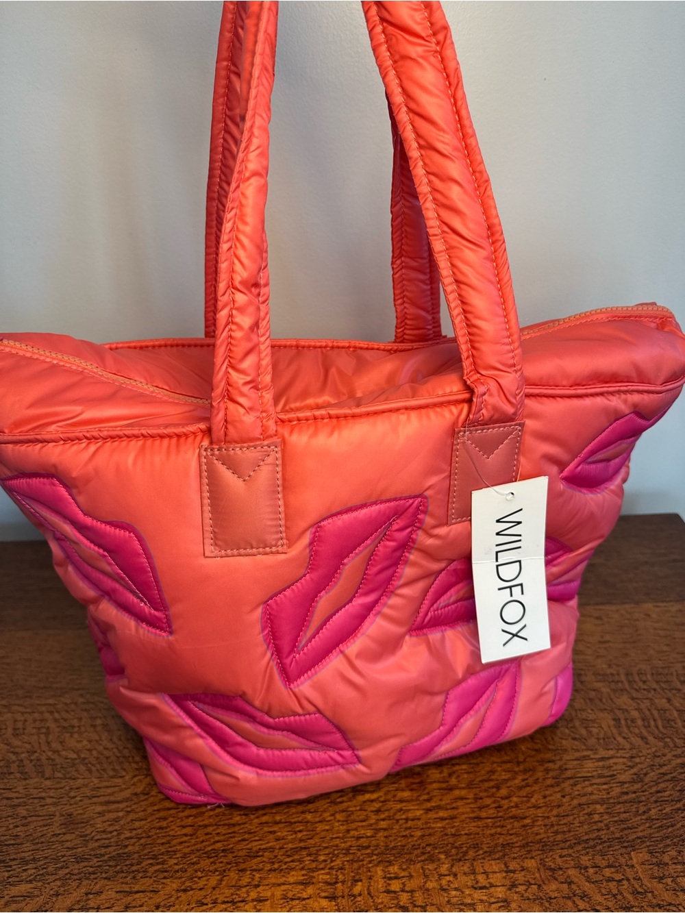 NWT Wildfox Puffy Lips Quilted Tote Bag